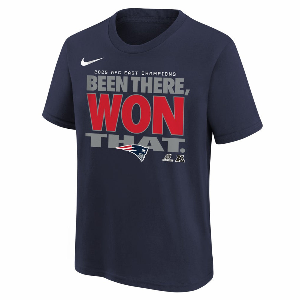 New England Patriots Youth 2025 AFC East Division Champions Locker Room Trophy Collection T-Shirt | NFL Hot
