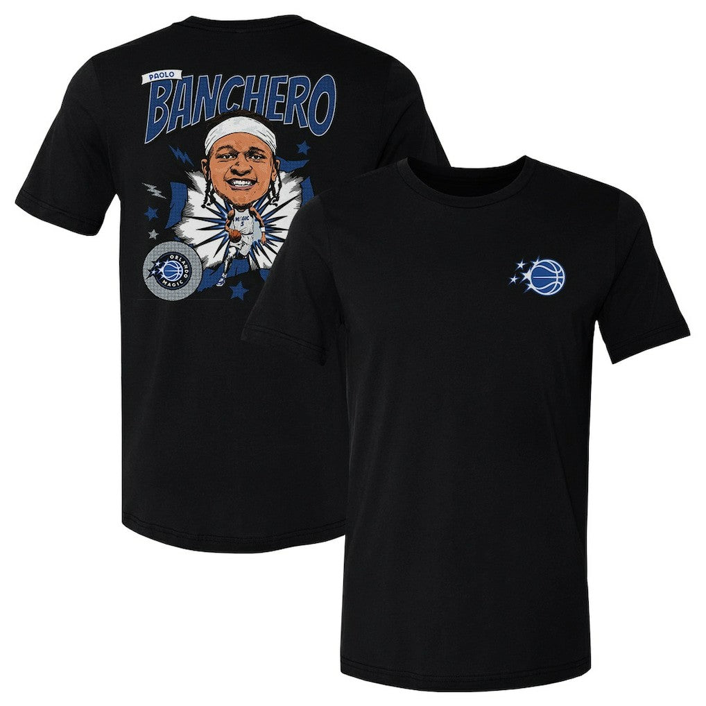 Black Paolo Banchero Orlando Magic 500 Level Caricature T-Shirt | NBA