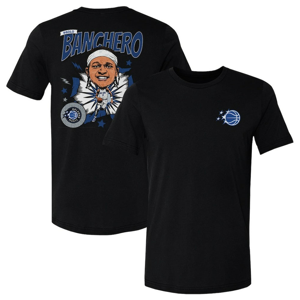 Black Paolo Banchero Orlando Magic 500 Level Caricature T-Shirt | NBA
