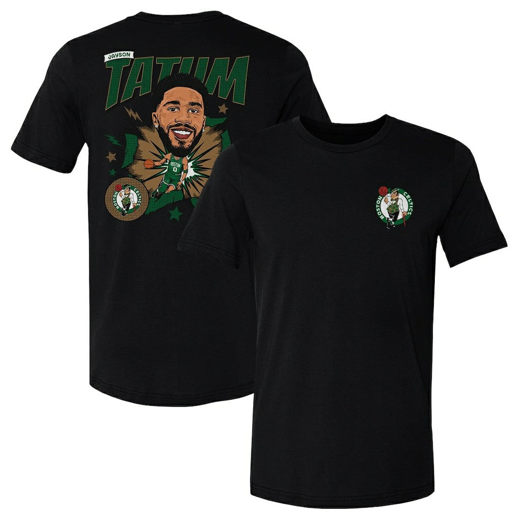 Black Jayson Tatum Boston Celtics 500 Level Caricature T-Shirt | NBA