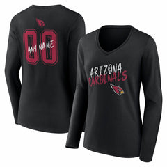Arizona Cardinals Women's Hustle Personalized Name & Number Long Sleeve V-Neck T-Shirt | NFL Outlet