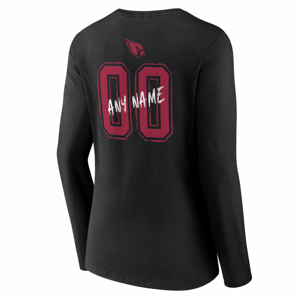 Arizona Cardinals Women's Hustle Personalized Name & Number Long Sleeve V-Neck T-Shirt | NFL Outlet
