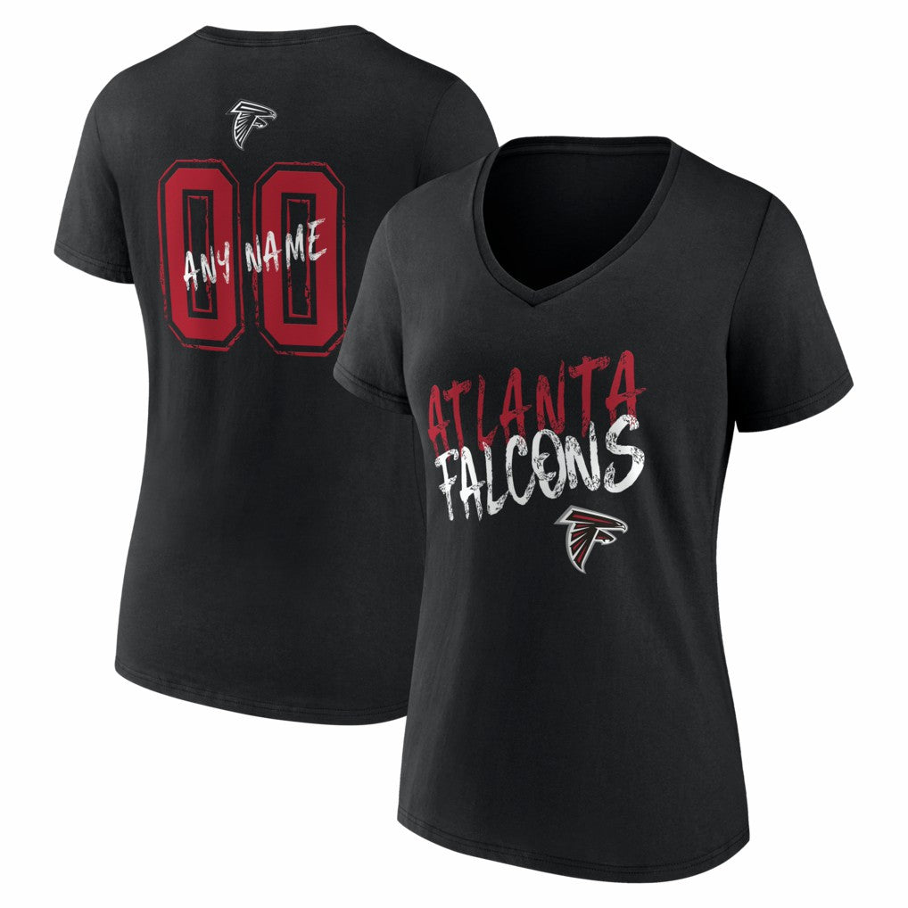 Atlanta Falcons Women's Hustle Personalized Name & Number V-Neck T-Shirt | NFL Discount