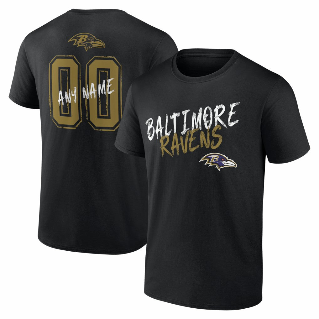 Baltimore Ravens Hustle Personalized Name & Number T-Shirt | NFL On sale