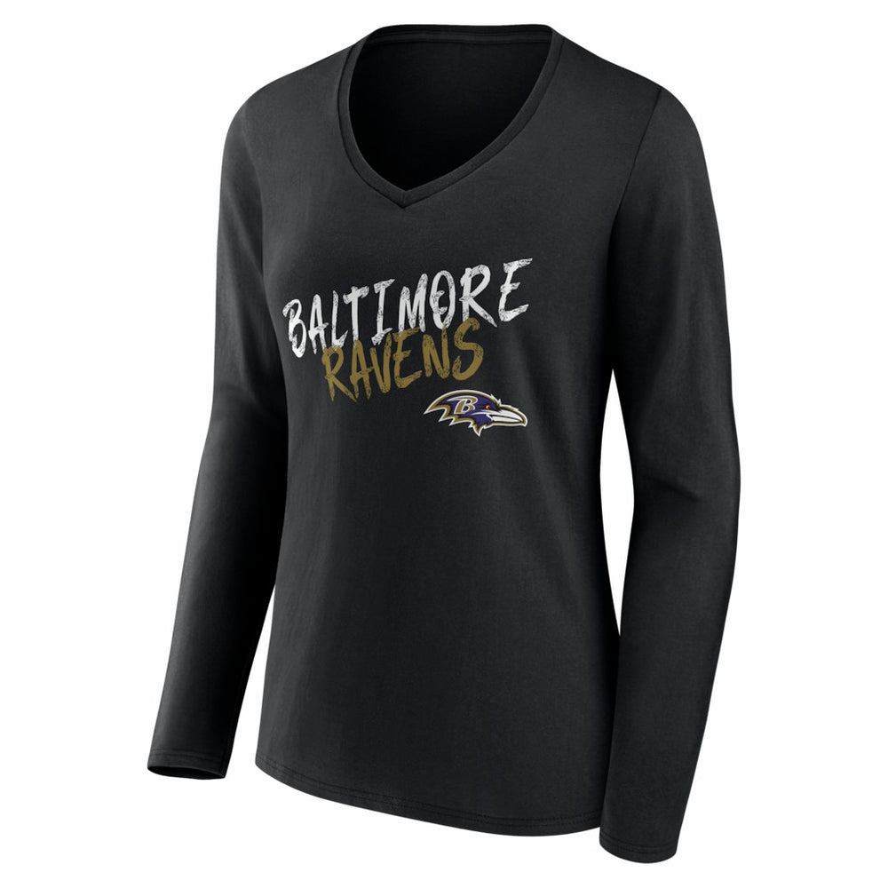 Baltimore Ravens Women's Hustle Personalized Name & Number Long Sleeve V-Neck T-Shirt | NFL On sale