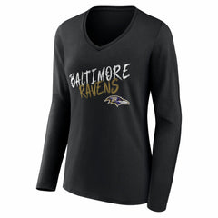 Baltimore Ravens Women's Hustle Personalized Name & Number Long Sleeve V-Neck T-Shirt | NFL On sale