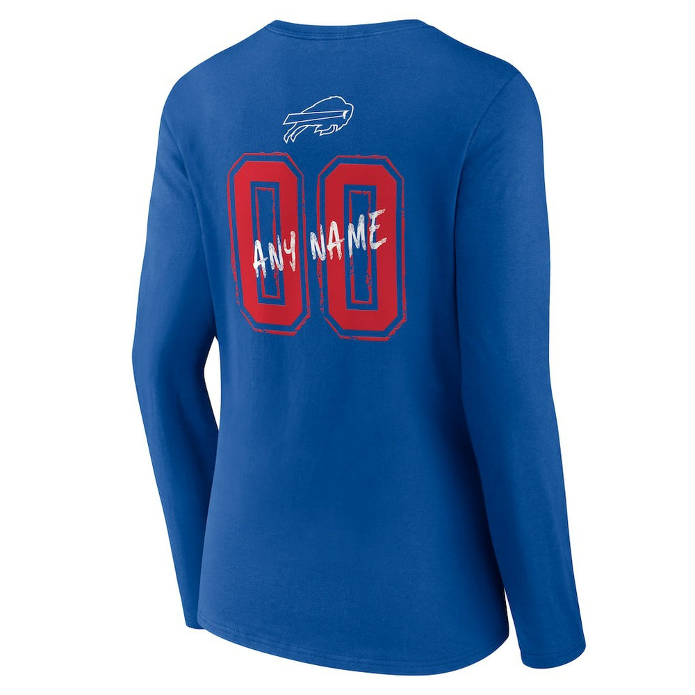 Buffalo Bills Women's Hustle Personalized Name & Number Long Sleeve V-Neck T-Shirt | NFL Near me