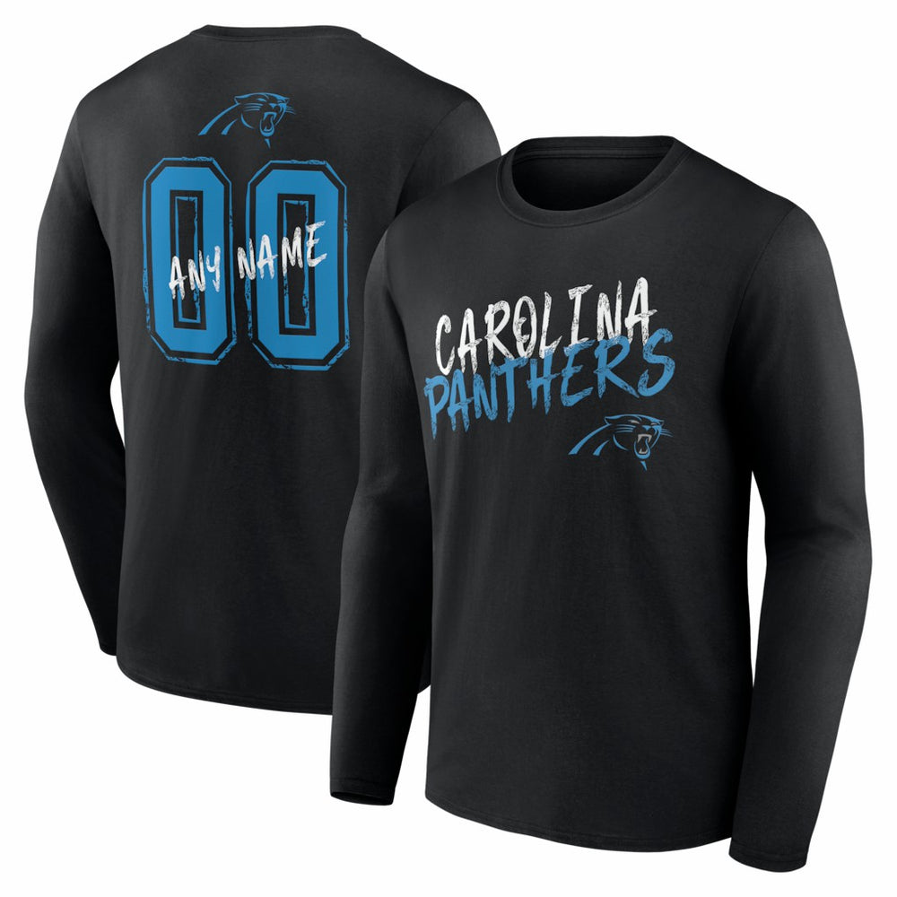 Carolina Panthers Hustle Personalized Name & Number Long Sleeve T-Shirt | NFL Outlet