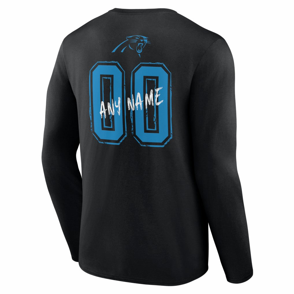 Carolina Panthers Hustle Personalized Name & Number Long Sleeve T-Shirt | NFL Outlet