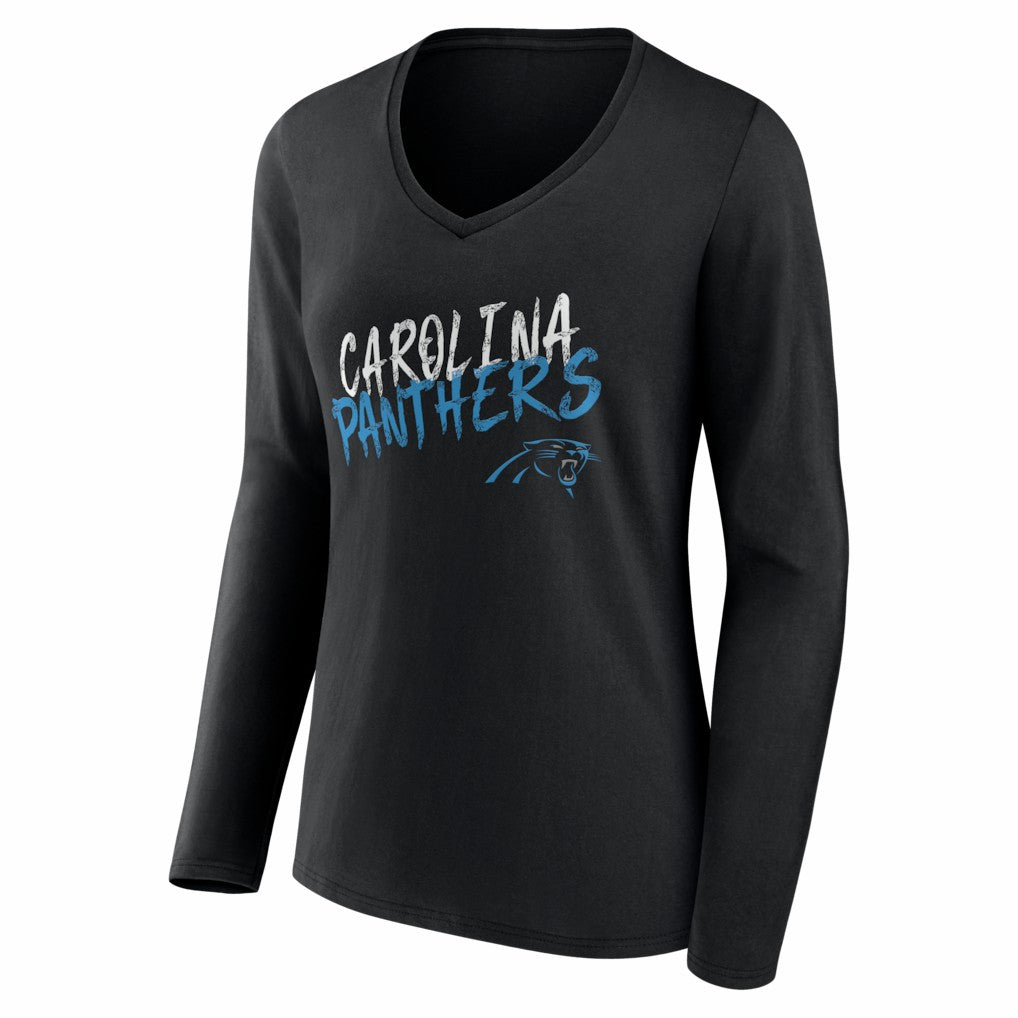 Carolina Panthers Women's Hustle Personalized Name & Number Long Sleeve V-Neck T-Shirt | NFL Sale