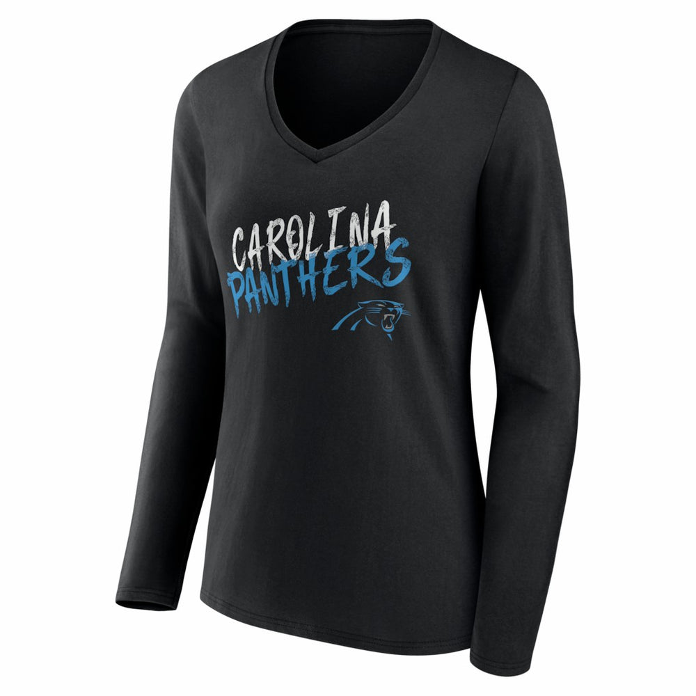 Carolina Panthers Women's Hustle Personalized Name & Number Long Sleeve V-Neck T-Shirt | NFL Sale