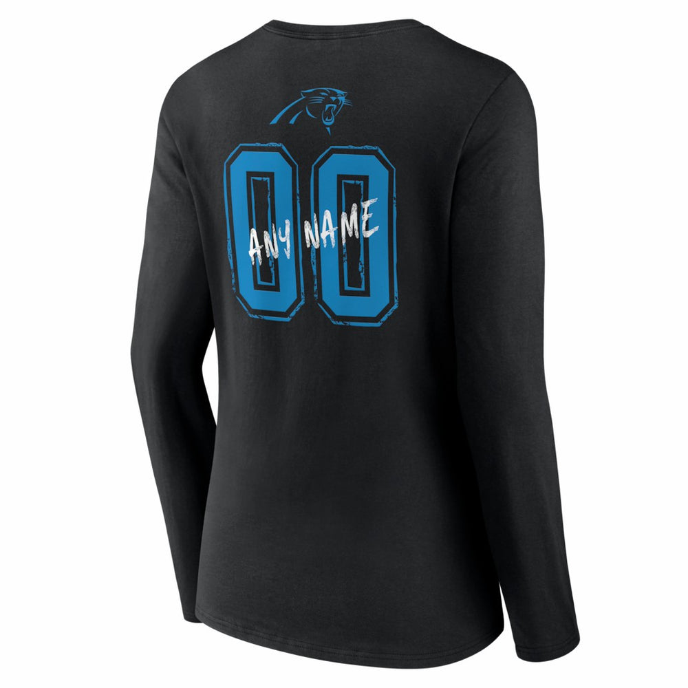 Carolina Panthers Women's Hustle Personalized Name & Number Long Sleeve V-Neck T-Shirt | NFL Sale