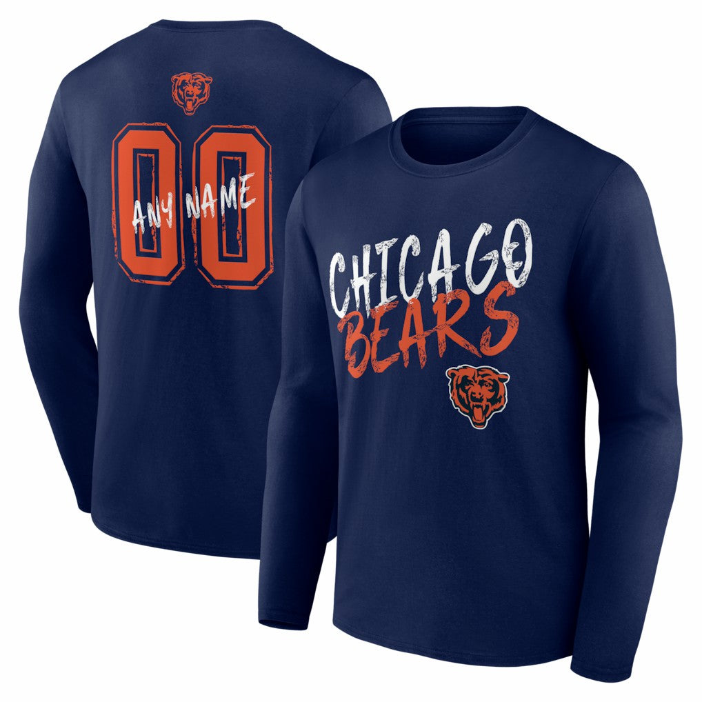 Chicago Bears Hustle Personalized Name & Number Long Sleeve T-Shirt | NFL On sale