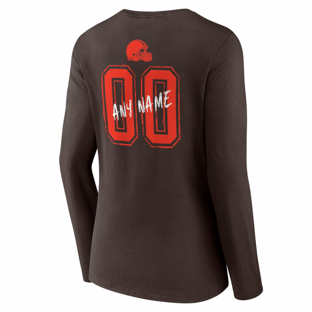 Cleveland Browns Women's Hustle Personalized Name & Number Long Sleeve V-Neck T-Shirt | NFL US