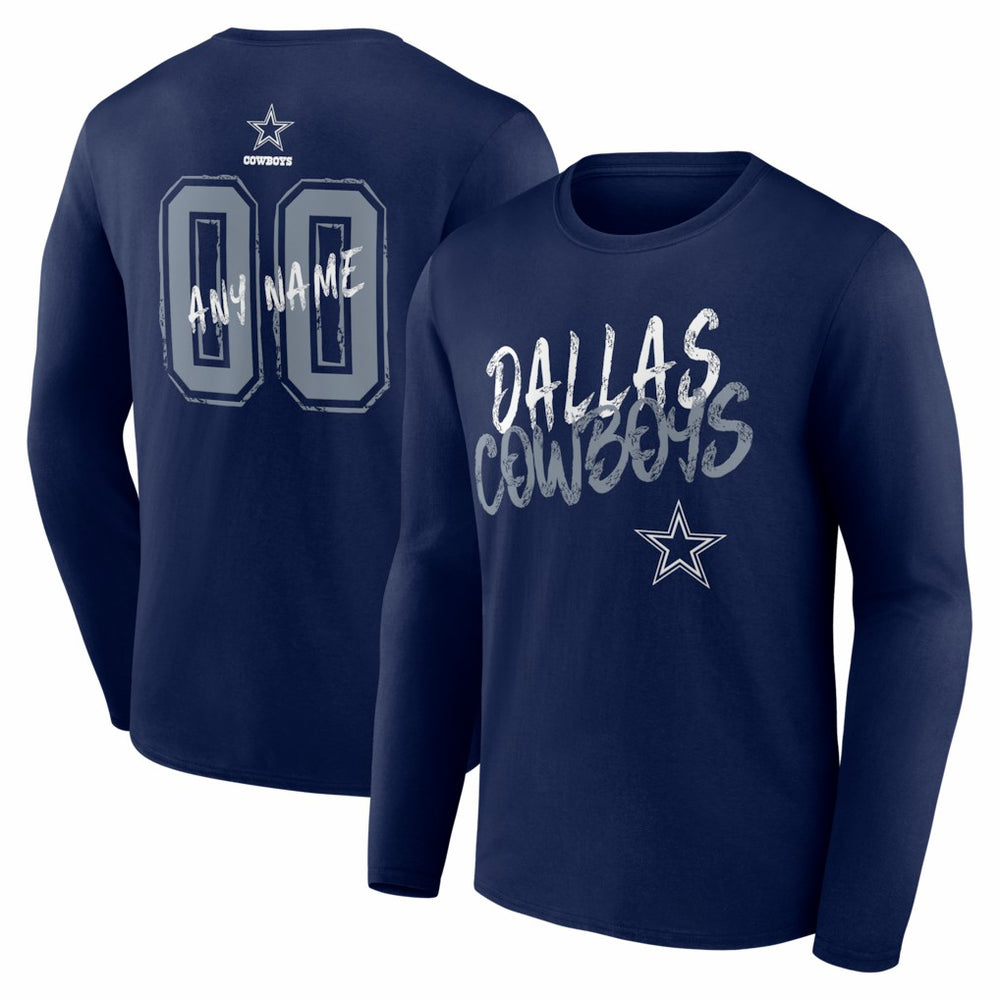 Dallas Cowboys Hustle Personalized Name & Number Long Sleeve T-Shirt | NFL Sale