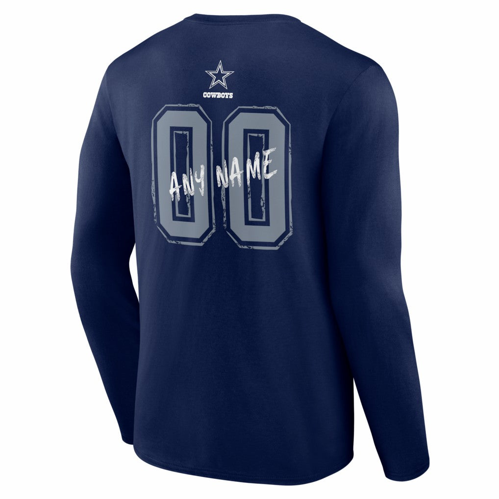 Dallas Cowboys Hustle Personalized Name & Number Long Sleeve T-Shirt | NFL Sale
