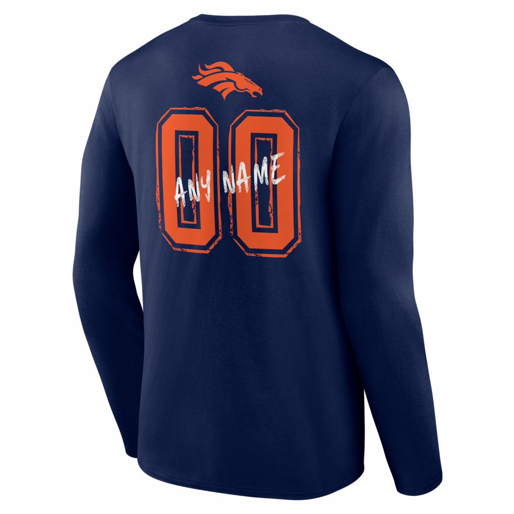 Denver Broncos Hustle Personalized Name & Number Long Sleeve T-Shirt | NFL Online