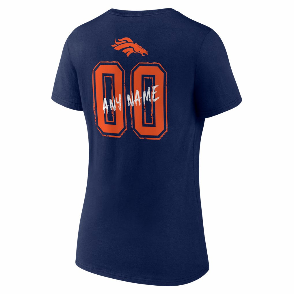 Denver Broncos Women's Hustle Personalized Name & Number V-Neck T-Shirt | NFL Discount