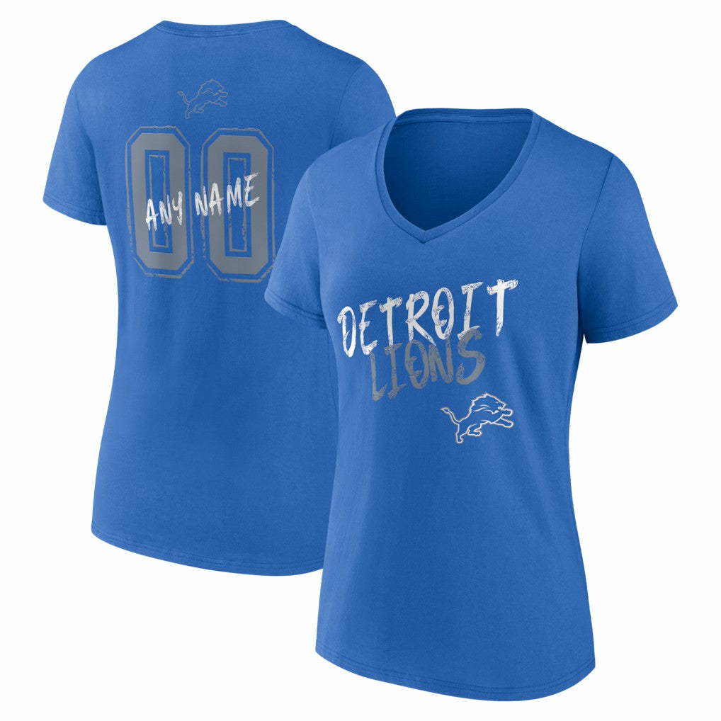 Detroit Lions Women's Hustle Personalized Name & Number V-Neck T-Shirt | NFL On sale