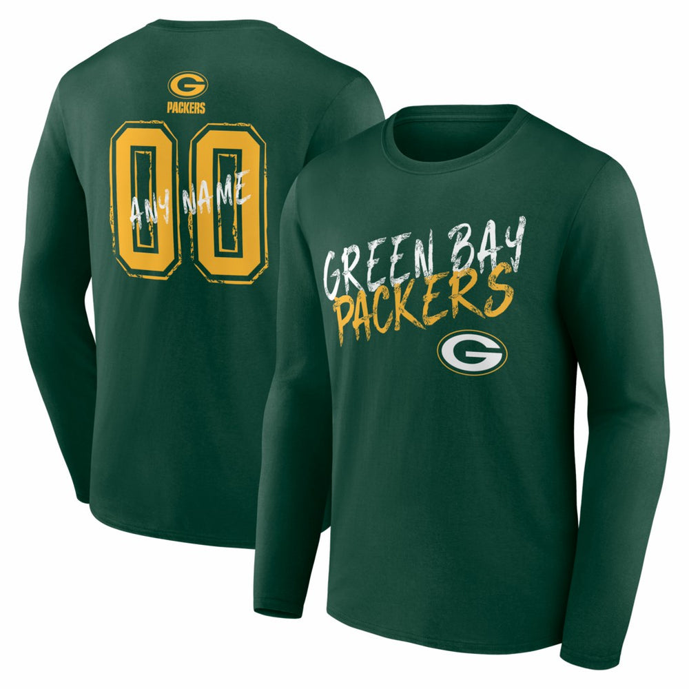 Green Bay Packers Hustle Personalized Name & Number Long Sleeve T-Shirt | NFL On sale