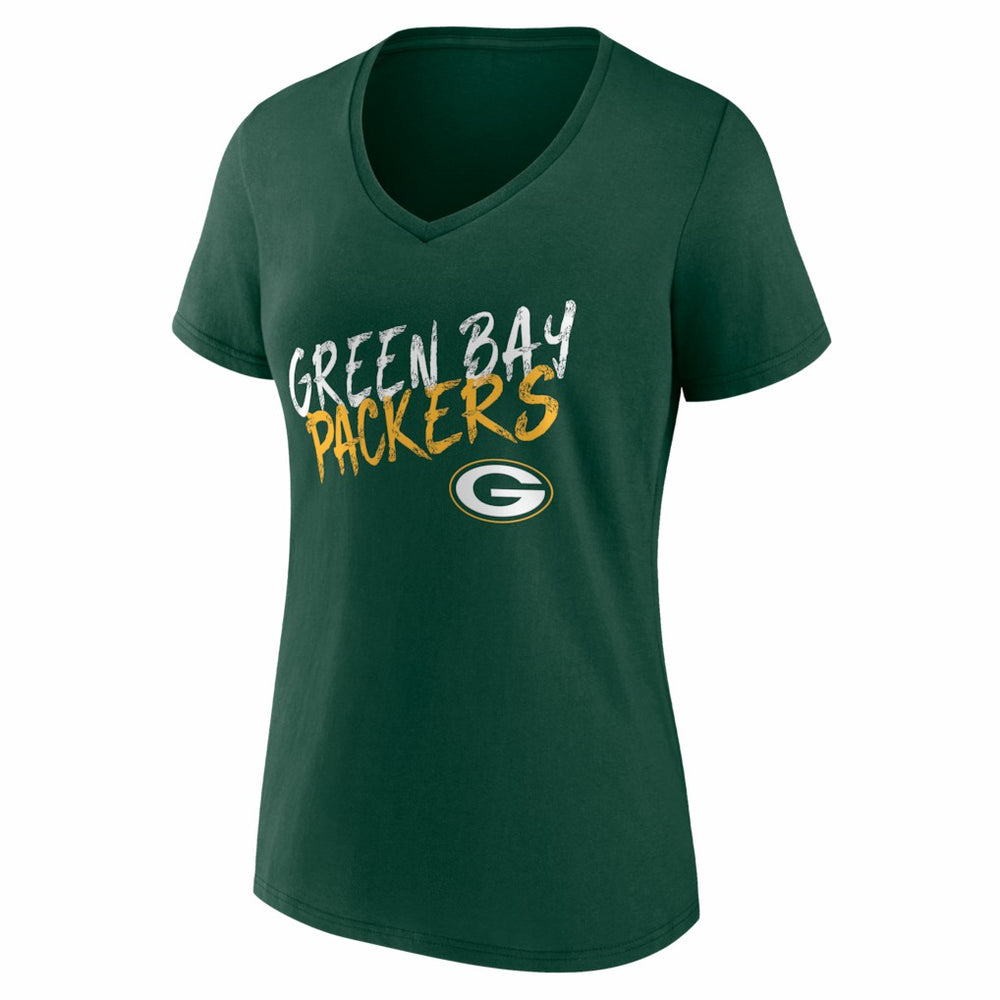 Green Bay Packers Women's Hustle Personalized Name & Number V-Neck T-Shirt | NFL Discount
