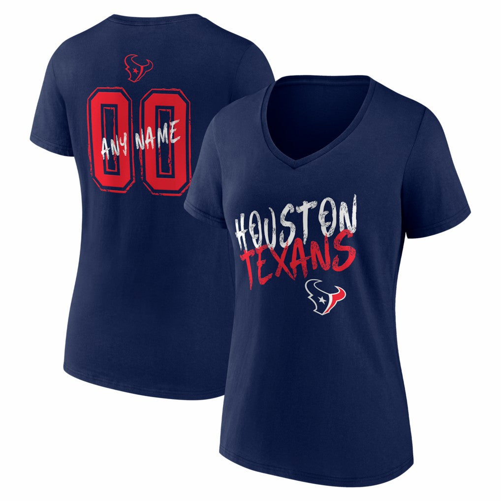 Houston Texans Women's Hustle Personalized Name & Number V-Neck T-Shirt | NFL Sale