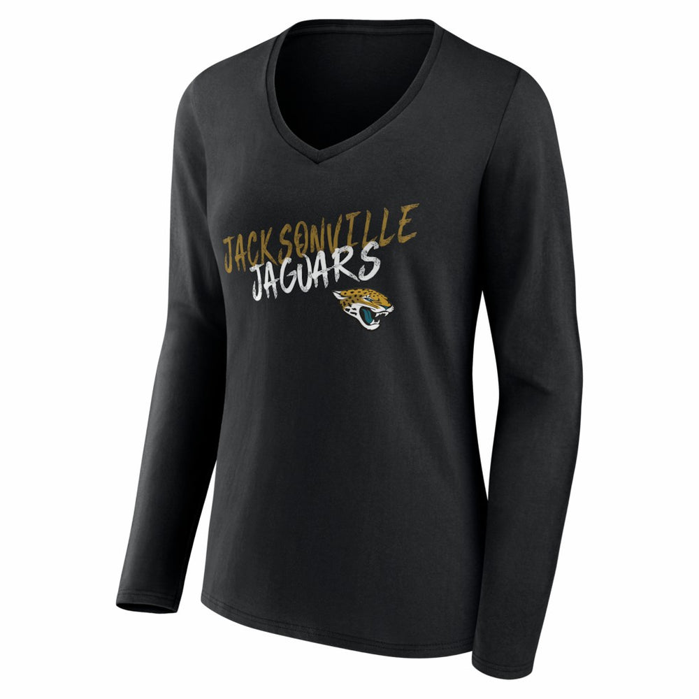Jacksonville Jaguars Women's Hustle Personalized Name & Number Long Sleeve V-Neck T-Shirt | NFL Near me