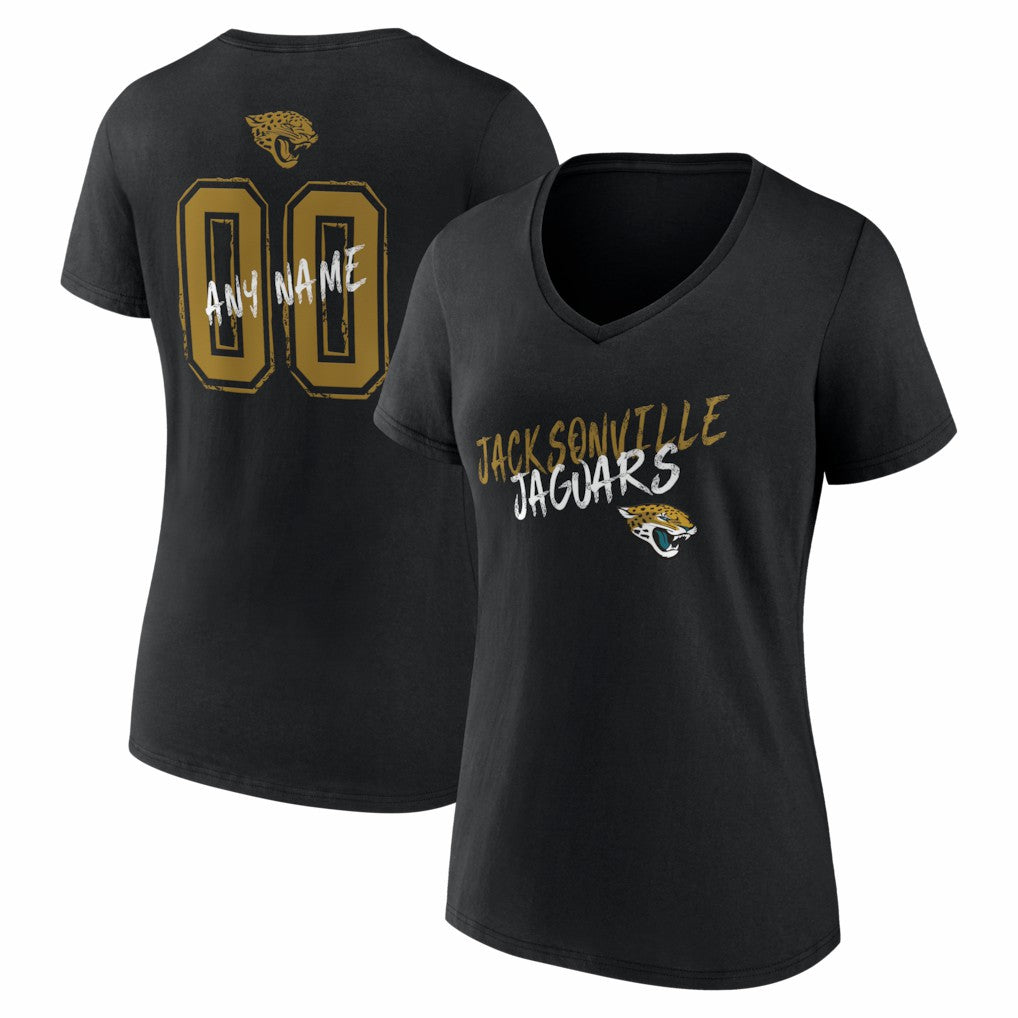 Jacksonville Jaguars Women's Hustle Personalized Name & Number V-Neck T-Shirt | NFL Sale