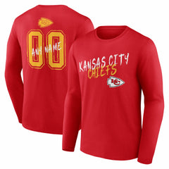 Kansas City Chiefs Hustle Personalized Name & Number Long Sleeve T-Shirt | NFL Discount