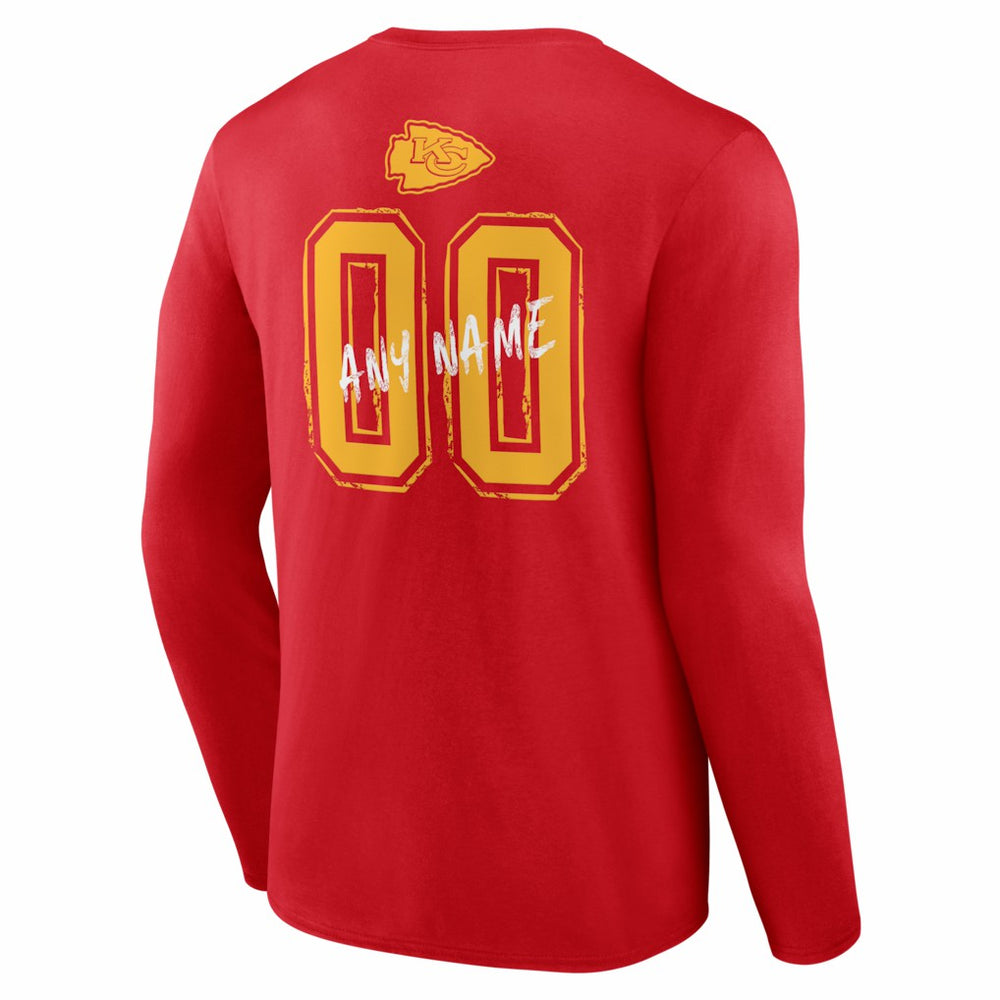Kansas City Chiefs Hustle Personalized Name & Number Long Sleeve T-Shirt | NFL Discount