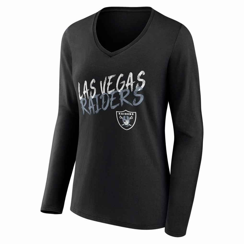 Las Vegas Raiders Women's Hustle Personalized Name & Number Long Sleeve V-Neck T-Shirt | NFL Discount