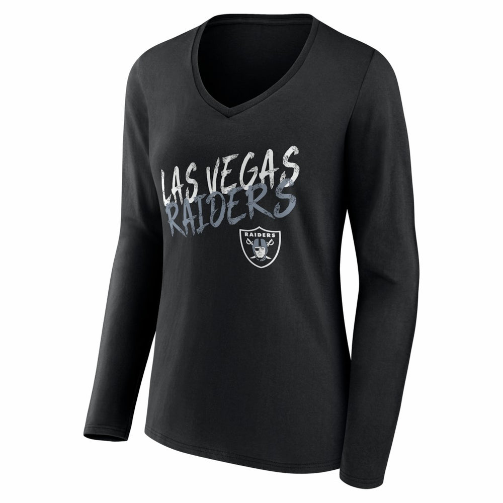 Las Vegas Raiders Women's Hustle Personalized Name & Number Long Sleeve V-Neck T-Shirt | NFL Discount