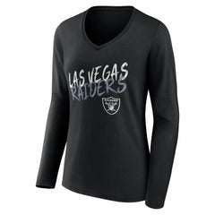 Las Vegas Raiders Women's Hustle Personalized Name & Number Long Sleeve V-Neck T-Shirt | NFL Discount