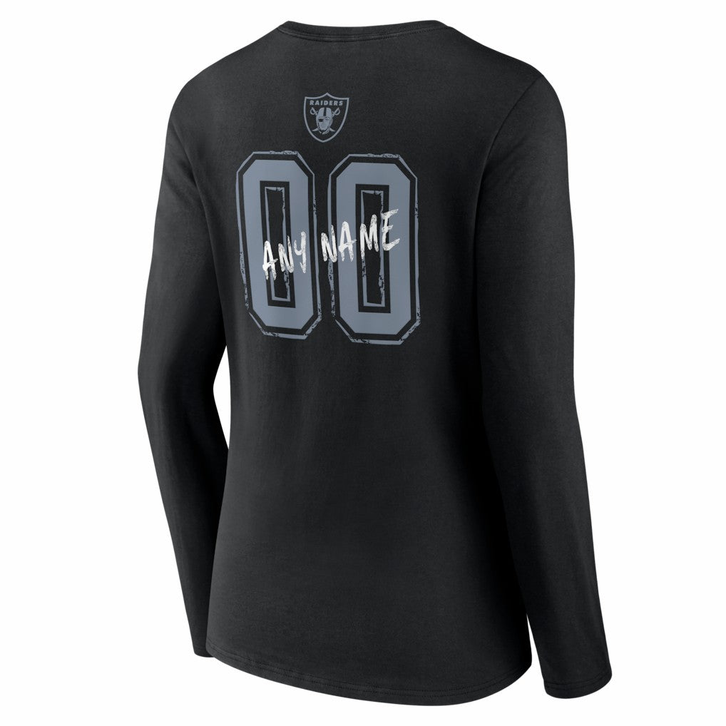 Las Vegas Raiders Women's Hustle Personalized Name & Number Long Sleeve V-Neck T-Shirt | NFL Discount