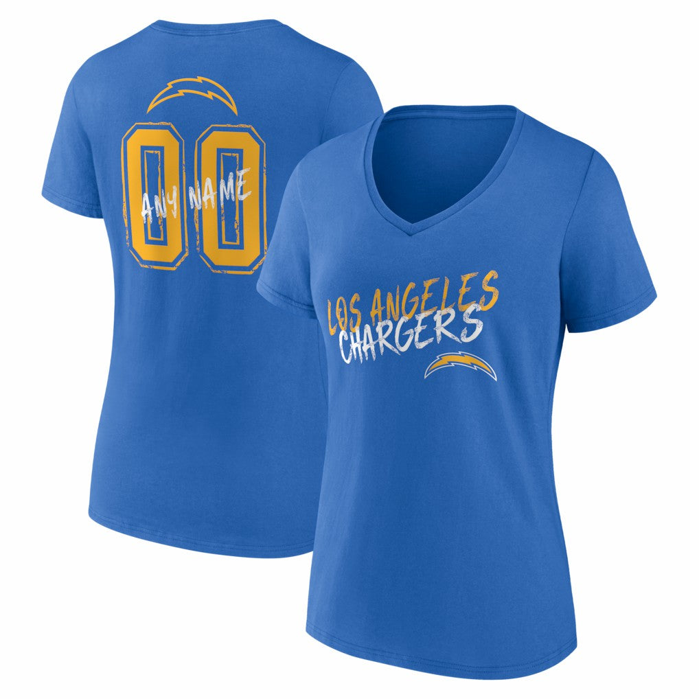 Los Angeles Chargers Women's Hustle Personalized Name & Number V-Neck T-Shirt | NFL US