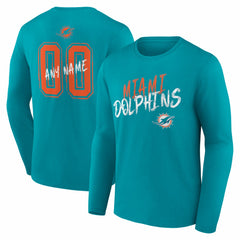Miami Dolphins Hustle Personalized Name & Number Long Sleeve T-Shirt | NFL Outlet