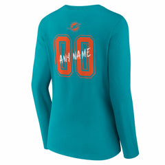 Miami Dolphins Women's Hustle Personalized Name & Number Long Sleeve V-Neck T-Shirt | NFL Sale