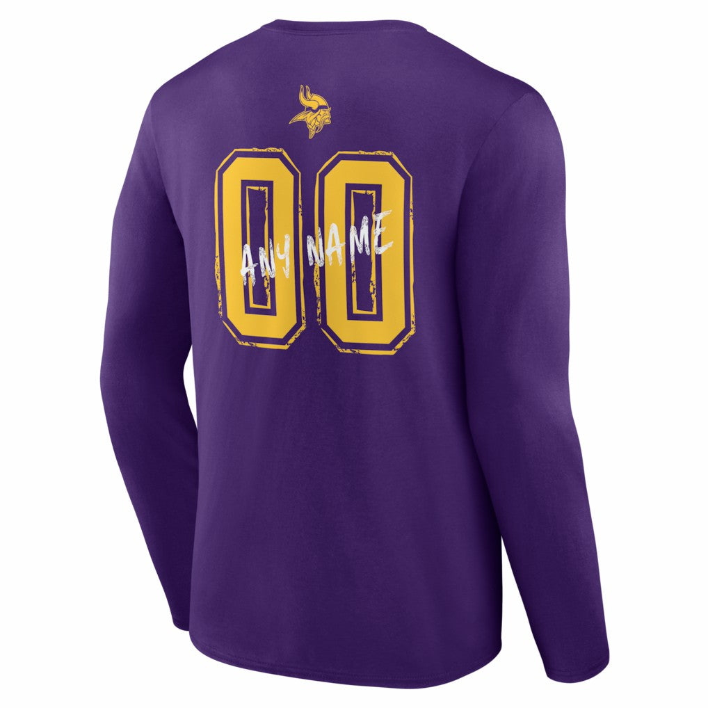 Minnesota Vikings Hustle Personalized Name & Number Long Sleeve T-Shirt | NFL On sale