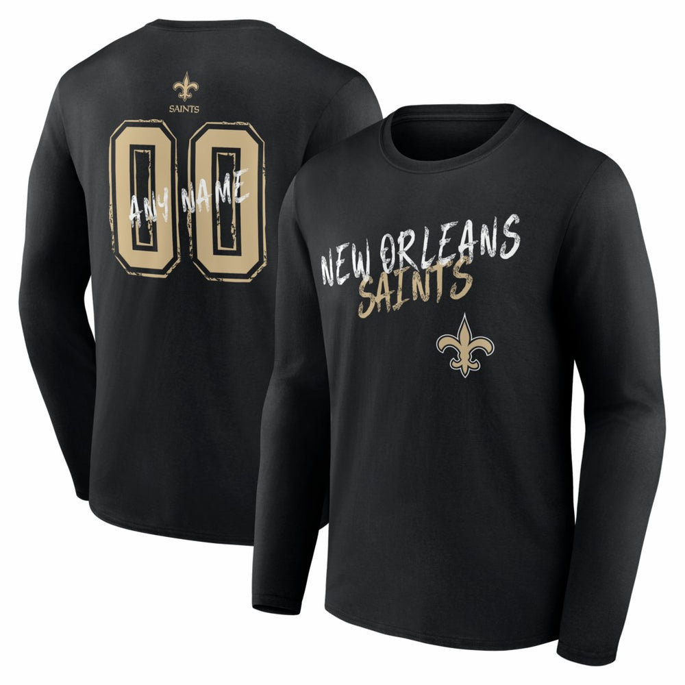 New Orleans Saints Hustle Personalized Name & Number Long Sleeve T-Shirt | NFL Hot