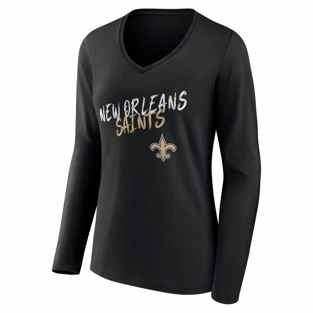 New Orleans Saints Women's Hustle Personalized Name & Number Long Sleeve V-Neck T-Shirt | NFL Outlet