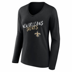 New Orleans Saints Women's Hustle Personalized Name & Number Long Sleeve V-Neck T-Shirt | NFL Outlet