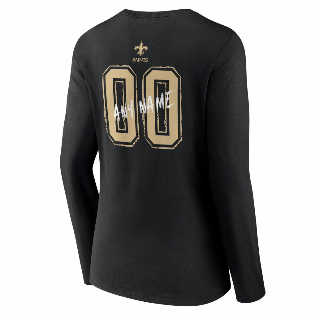 New Orleans Saints Women's Hustle Personalized Name & Number Long Sleeve V-Neck T-Shirt | NFL Outlet