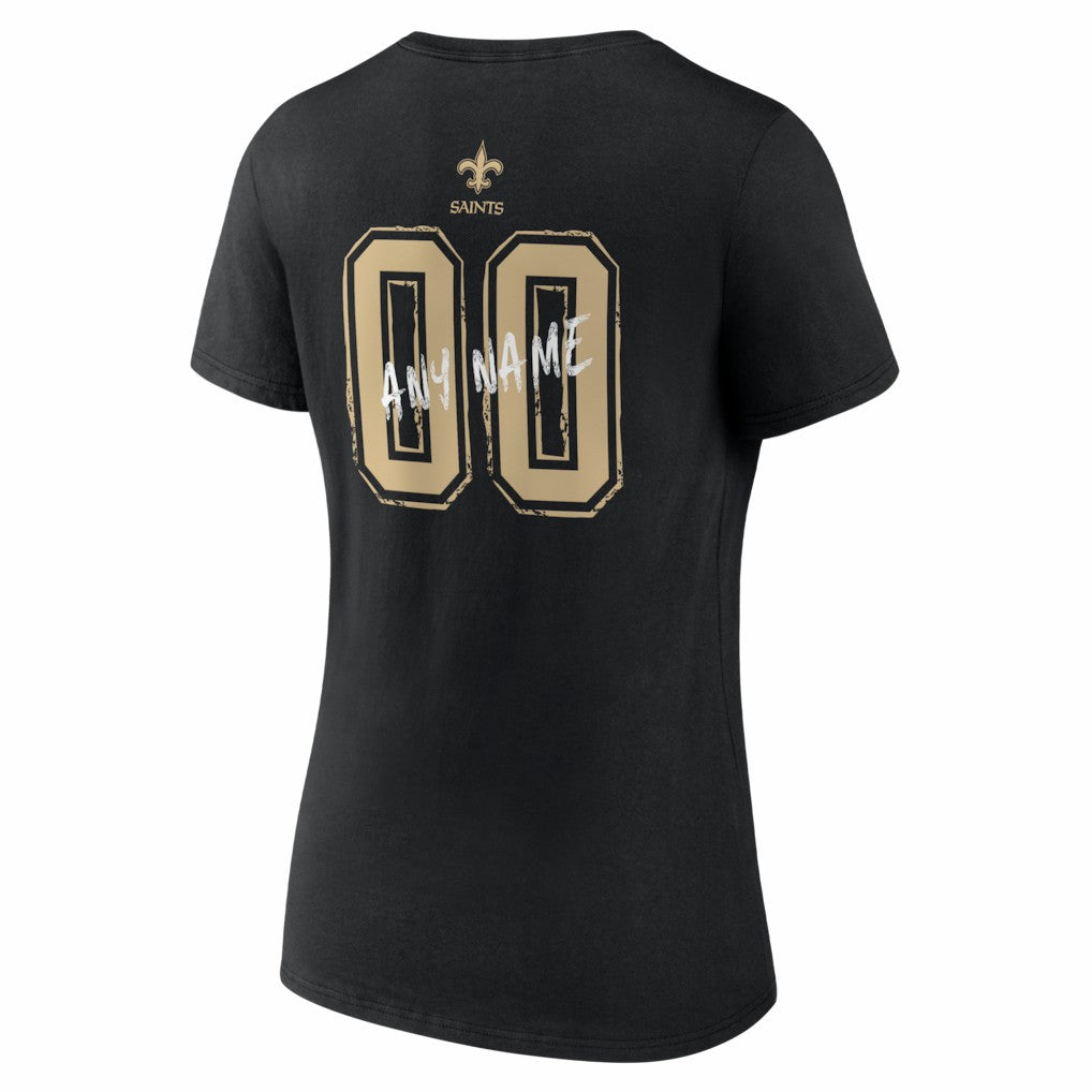 New Orleans Saints Women's Hustle Personalized Name & Number V-Neck T-Shirt | NFL On sale