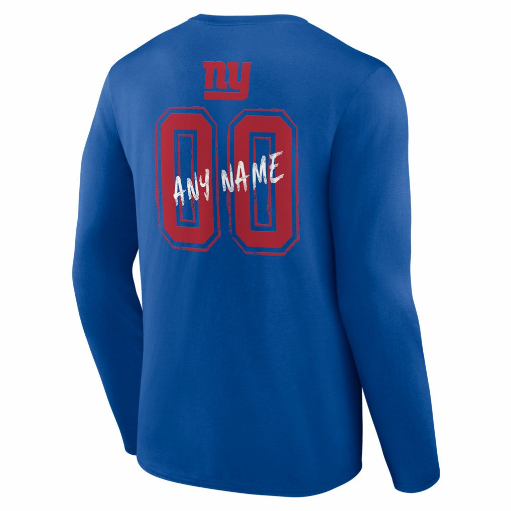 New York Giants Hustle Personalized Name & Number Long Sleeve T-Shirt | NFL US