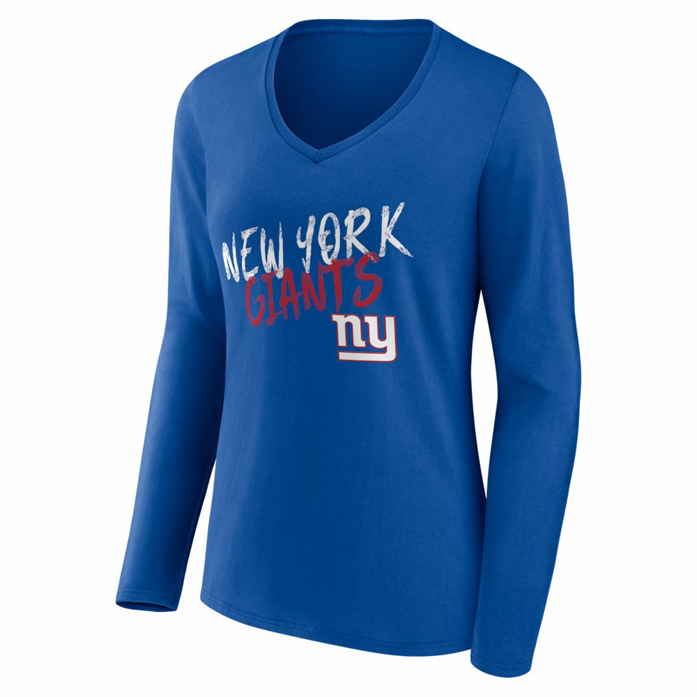 New York Giants Women's Hustle Personalized Name & Number Long Sleeve V-Neck T-Shirt | NFL Discount