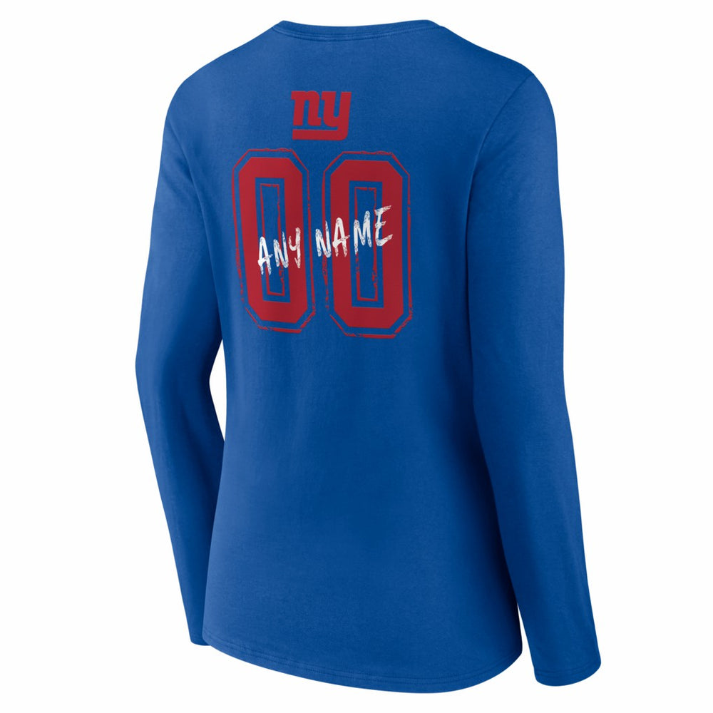 New York Giants Women's Hustle Personalized Name & Number Long Sleeve V-Neck T-Shirt | NFL Discount