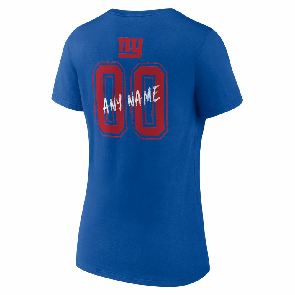 New York Giants Women's Hustle Personalized Name & Number V-Neck T-Shirt | NFL Discount