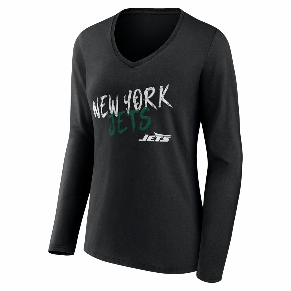 New York Jets Women's Hustle Personalized Name & Number Long Sleeve V-Neck T-Shirt | NFL Outlet