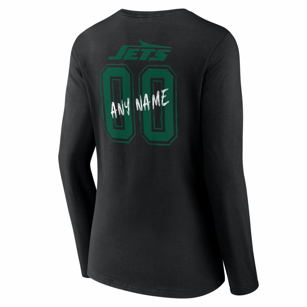 New York Jets Women's Hustle Personalized Name & Number Long Sleeve V-Neck T-Shirt | NFL Outlet