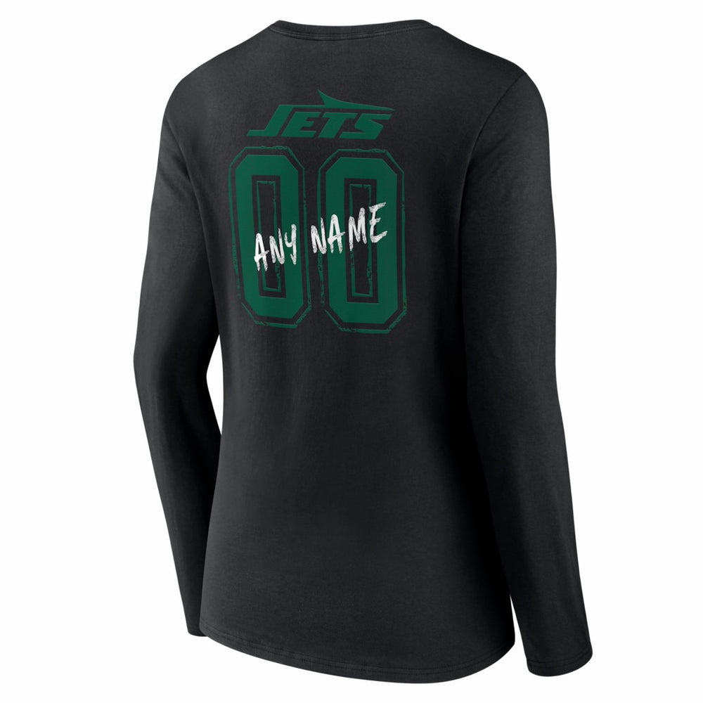 New York Jets Women's Hustle Personalized Name & Number Long Sleeve V-Neck T-Shirt | NFL Outlet